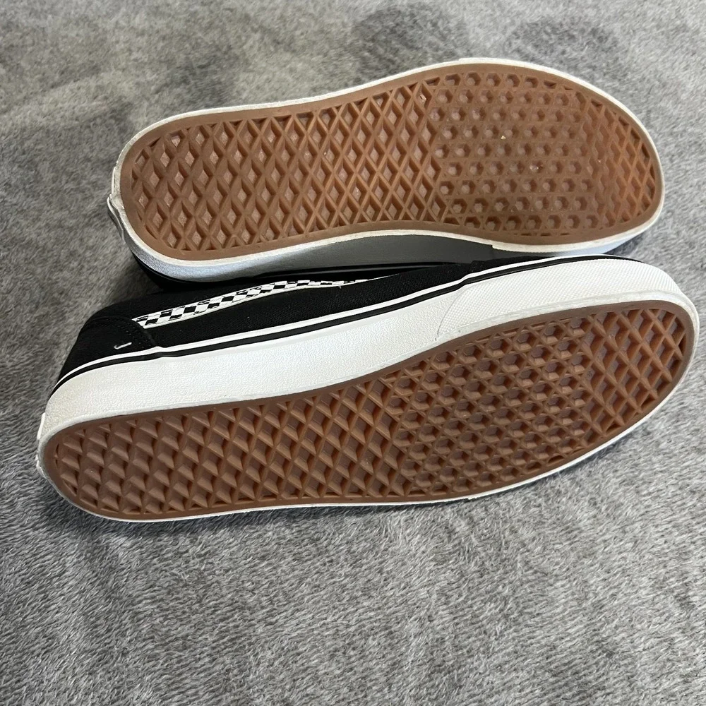 Vans Mens 9 Skate Old Skool Sneakers Checker Stripe Black White Casual Low Top